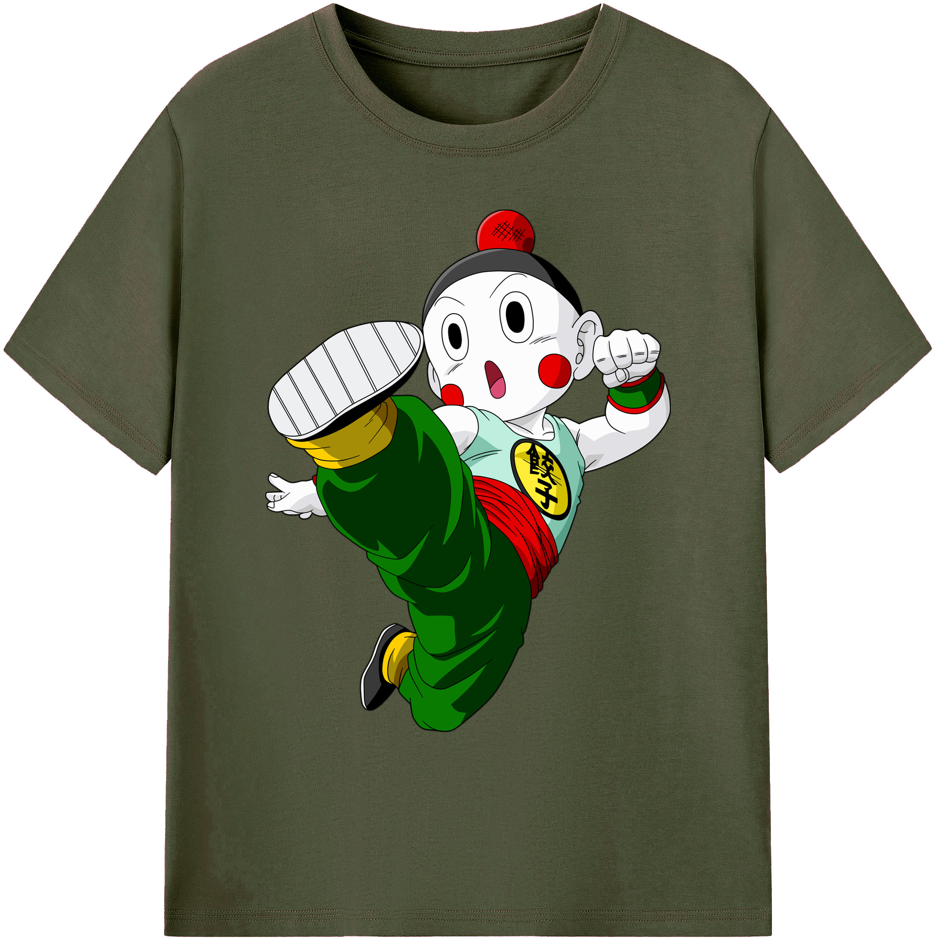 （画像用） ドラゴンボール 餃子（チャオズ）DRAGON BALL Chaoz 綿100％ メンズ半袖Tシャツ｜肌触りやわらか＆通気性